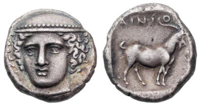 Macédoine THRACE Aenos (394-371 av. J.-C.). Tétradrachme. 15,76 g. Tête d'Hermès...
