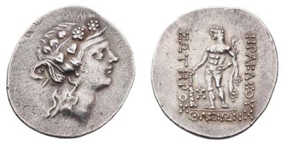 Macédoine Ile de Thasos (après 148 av. J.-C.). Tétradrachme. 16,81 g. Tête de Dionysos...