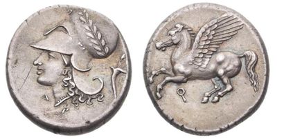Macédoine CORINTHIE Corinthe (350-306 av. J.-C.). Statère. 8,56 g. Tête d'Athéna...