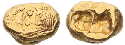Macédoine LYDIE Crésus (561-546 av. J.-C.). Statère d'or léger. 8,01 g. Protomé de...