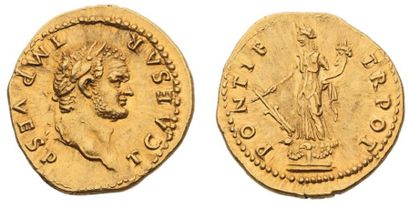 null TITUS César (69-79) Aureus. 7,36 g. Rome (74). Sa tête laurée à droite. R/La...