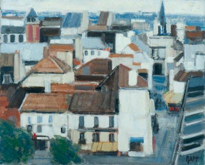 null Vue de Dijon Huile sur toile, signée en bas à droite. 38 x 46 cm