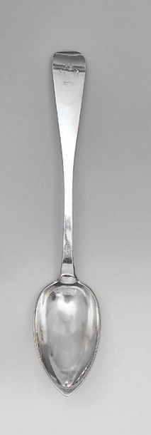 null Stew spoon in plain silver 950 thousandths, baguette model, stamped with the...