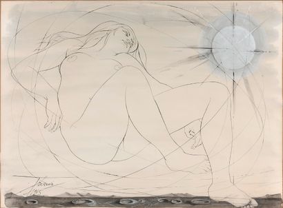 Pierre-Yves TREMOIS (1921-2020) 
Nu au soleil, 1965
Dessin à l'encre et au lavis...