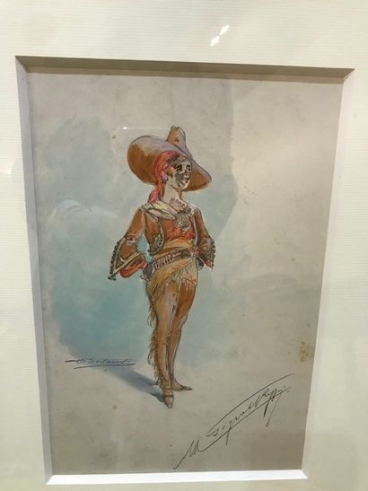 Charles BETOUT (1868-1945) 
Mexicaine - Jeune femme à la canne fleurie - L'espagnole...