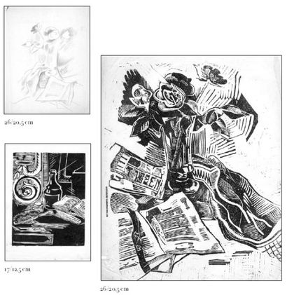 Nathalie Parain (1897-1958) 6 linogravures (3 en 2 états) et deux dessins préparatoires...