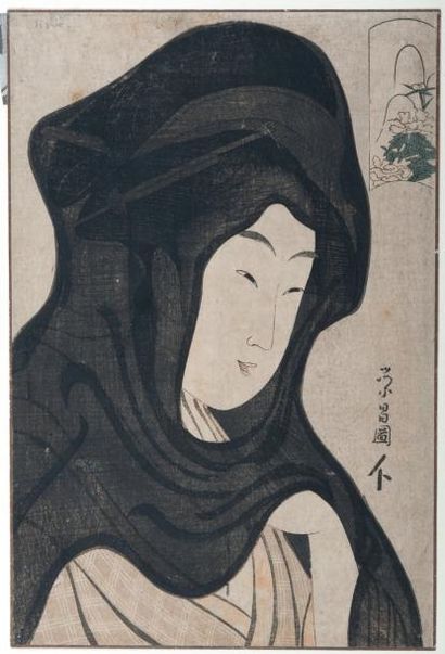 CHOKOSAI EISHO (actif 1780-1800) OBAN TATE-E, okubi-e extraite d'une serie sans titre...