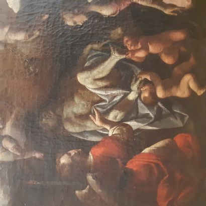 Ecole italienne du XVIIe siècle Christ mort porté par les Anges
Huile sur toile.
51...