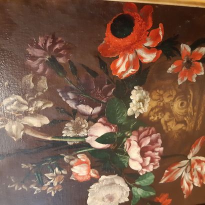 École ITALIENNE de la fin du XVIIe siècle Bouquets de fleurs dans des vases en pierre
Deux...