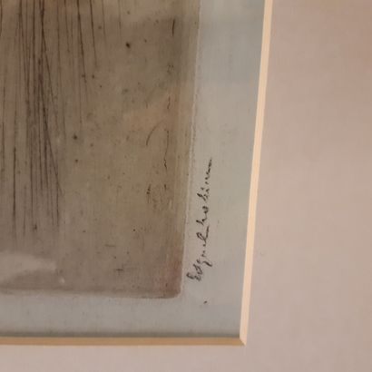 Edgar CHAHINE Les Maisons du Pont-Neuf, 1931, eau-forte, 25 x 37 cm, marges 30 x...