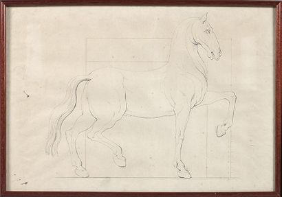 École Française du XIXe siècle 
Deux études de tête de cheval
Crayon noir, annotées...