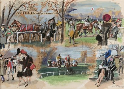 Maurice TAQUOY (1878-1952) 
Courses à Auteuil, dimanche 22 novembre 1942, Prix Richard...