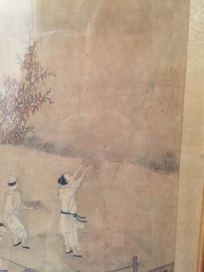 CHINE - XIXe siècle 
Set of two paintings, ink and colours on paper, representing...