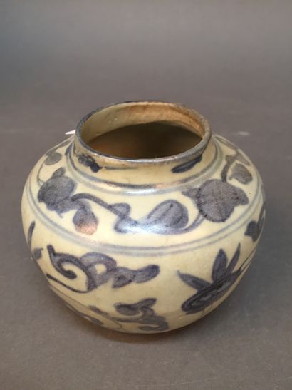 VIETNAM - XVIe/XVIIe siècle 
Cinq pots balustres et ovoïdes en porcelaine bleu blanc...