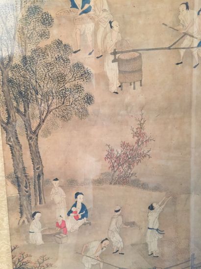 CHINE - XIXe siècle 
Set of two paintings, ink and colours on paper, representing...