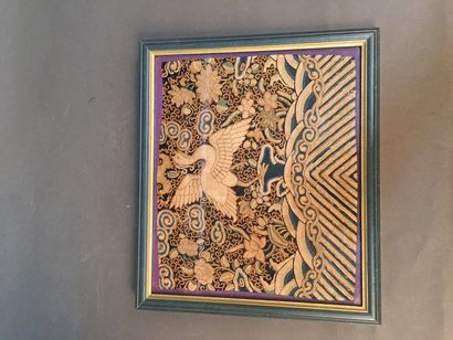 CHINE - XIXe siècle 
Set of four kesi mandarin squares, embroidered silk and gold...