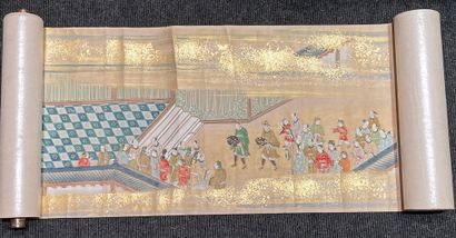 JAPON - Époque EDO (1603-1868) 
Two emaki, ink, color and gold on paper, depicting...