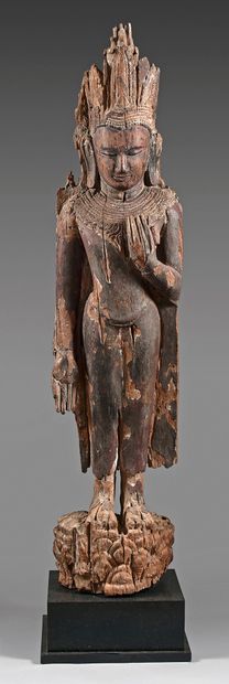 BIRMANIE, de style Pagan - XXe siècle 
Importante statuette de bouddha debout sur...
