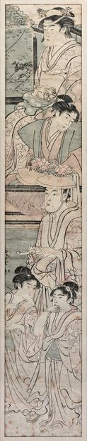 JAPON - EISHOSAI CHOKI (1725-1795) 
Hashira-e, young women, young men and kamuro,...