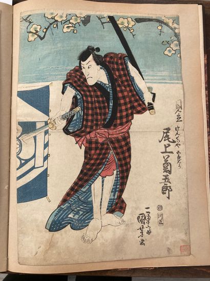 JAPON - XIXe et XXe siècles 
Album including thirteen prints by Kuniyoshi, Toyokuni...