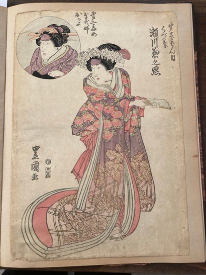 JAPON - XIXe et XXe siècles 
Album including thirteen prints by Kuniyoshi, Toyokuni...