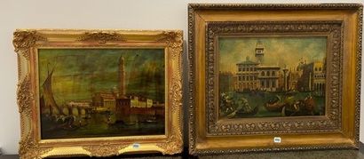 null Ecole italienne :

Deux vues de Venise. Huiles sur toile.

30 x 40 cm.

25 x...
