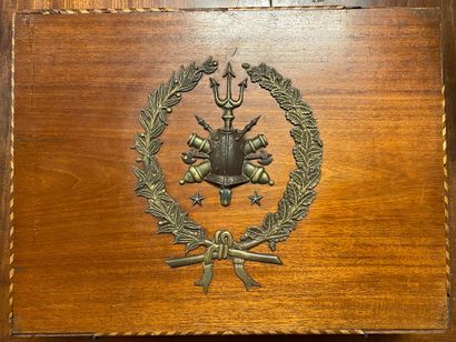 null Mahogany presentation case having contained the decorations of Admiral Aube...