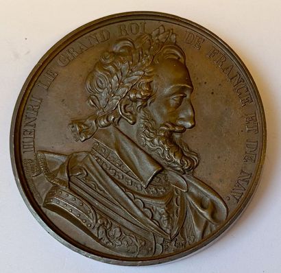 null Henri Quatre Second, grande médaille en bronze par Durand figurant le prince...