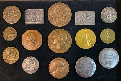 null Lot of about fifteen medals on the theme of industry and various including:...