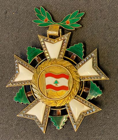 null Liban - Ordre national du Cèdre, fondé en 1936, bijou de commandeur du 2e modèle...