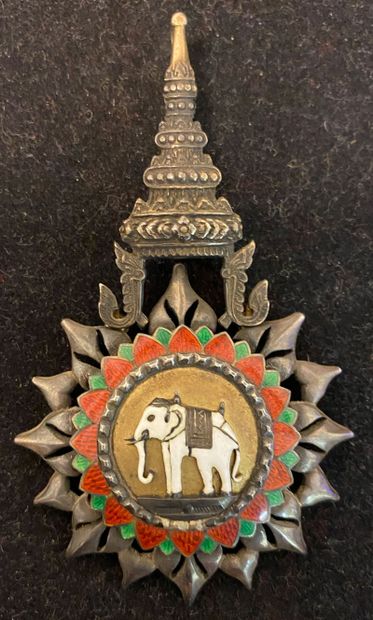 null Siam - Ordre de l'Éléphant blanc, fondé en 1861, bijou de commandeur en vermeil...