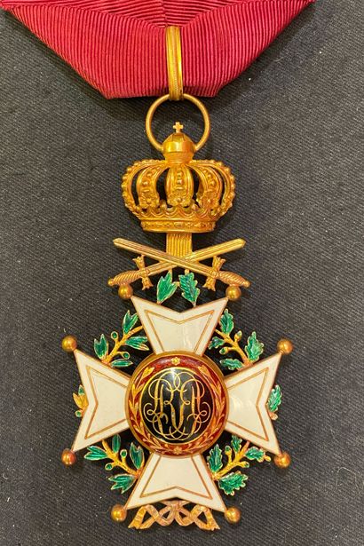 null Belgique - Ordre de Léopold, fondé en 1833, croix de commandeur à titre militaire,...