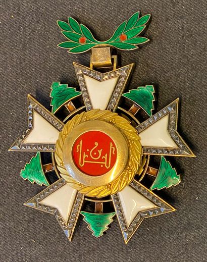 null Lebanon - National Order of the Cedar, founded in 1936, silver and enamel Commander's...