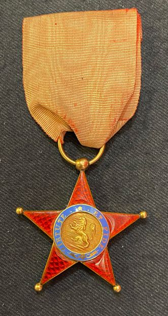 null Royal Order of Spain, founded in 1808, knight's badge, gold star with five points...