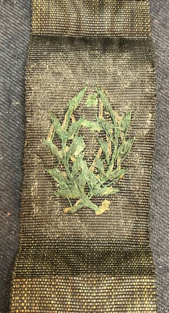null Palms of officer of the Academies embroidered in green and white silk on black...