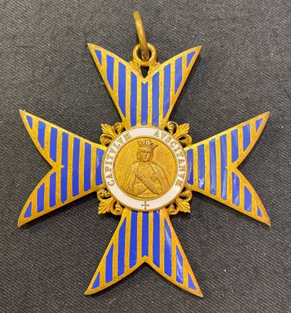 null Croix de chanoine du chapitre de la Cathédrale d'Auch, en bronze doré et émail....