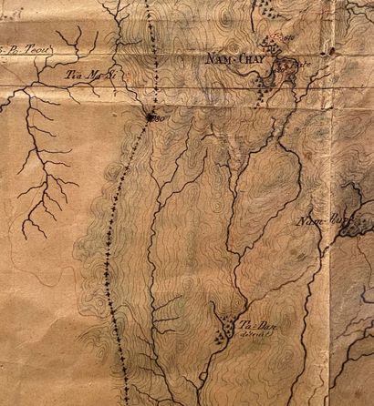 null Tonkin, région de Muong Khuong, importante carte entièrement manuscrite à l'échelle...