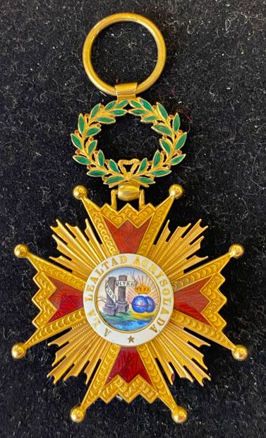 null Spain - Order of Isabel the Catholic, gold and enamel knight's cross, presented...