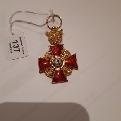 null Russie - Ordre de Sainte-Anne, croix de 3e classe (chevalier) en or et émail,...