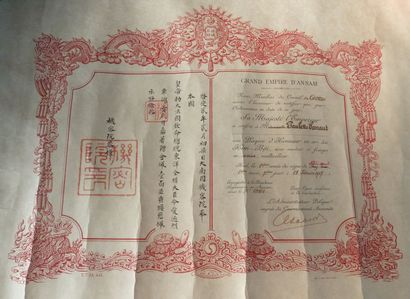 null Annam - Kim Boi, brevet attribué à «Mademoiselle Paulette Sarraut» daté du 7e...