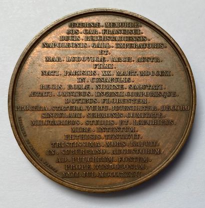 null Le duc de Reichstadt, médaille en bronze par Borrel, 1840, le prince en buste...