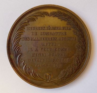 null Mort du duc de Berry, 14 février 1820, grande médaille en bronze par de Puymaurin...