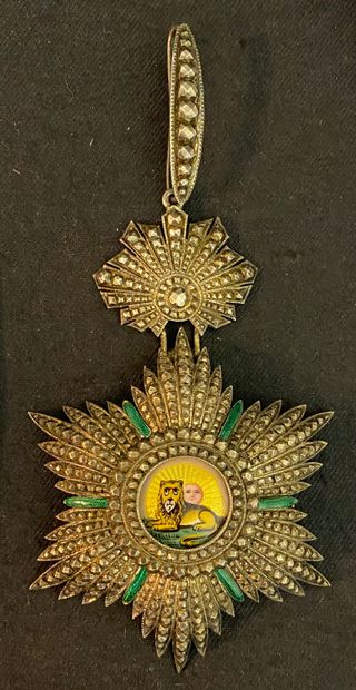 null Perse / Iran - Ordre du Lion et du Soleil, fondé en 1808, bijou de commandeur...