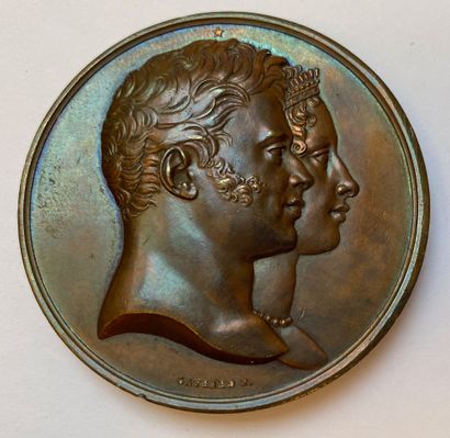 null Birth of the Duke of Bordeaux, September 29, 1820, large bronze medal by Gayrard,...