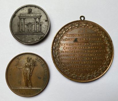 null Consulate, Empire, three bronze medals:
- Commemoration of the 18 brumaire and...