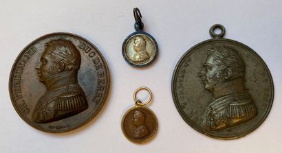 null Death of the duke of Berry, 14 February 1820, lot of four medals showing the...