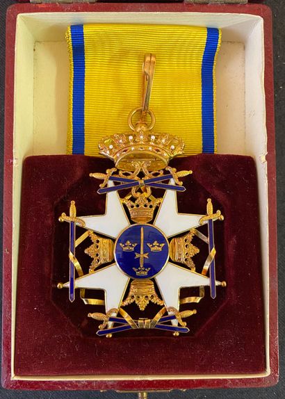 null Suède - Ordre de l'Épée, fondé en 1748, bijou de commandeur en or délicatement...