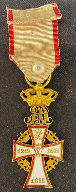 null Danemark - Ordre du Dannbrog, fondé en 1671, modifié en 1808, croix de chevalier...