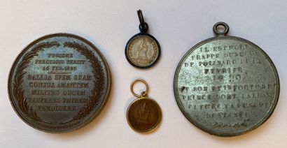 null Mort du duc de Berry, 14 février 1820, lot de quatre médailles figurant le duc...