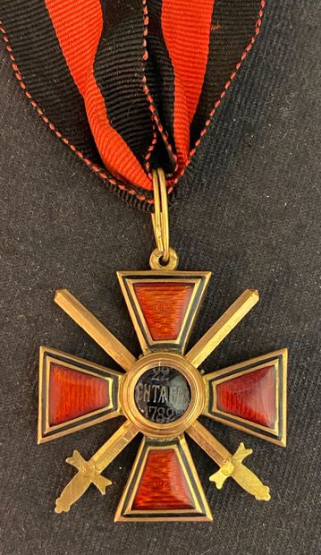 null Russie - Ordre de Saint-Vladimir, fondé en 1782, croix de 4e classe avec épées,...